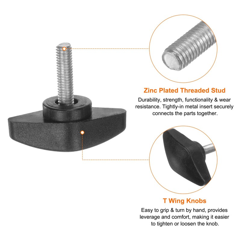 QUARKZMAN Pack of 4 T-wing Knobs Thumb Screws M5 x