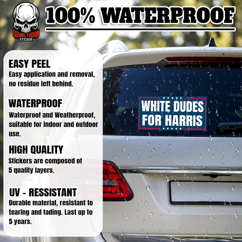 White Dudes for Harris | Bumper Sticker or Car Magnet