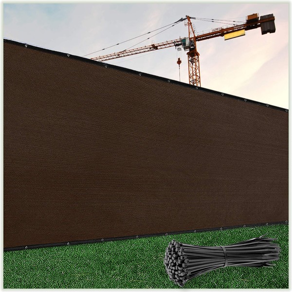 ColourTree 6' x 12' Brown Fence Screen Privacy Screen - Commercial Grade 170 GSM - Heavy Duty - 3 Years Warranty - Cable Zip Ties Included