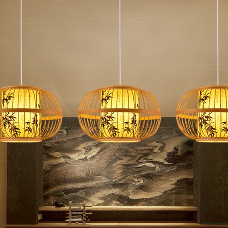 Traditional Woven Pendant Light 111V~240V Hand Woven Bamboo Pendant Light