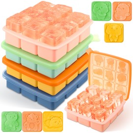 Censen 4 Pcs Silicone Bear Ice Cube Mold 3D Bear Mold with Covers Easy Release Cube Tray Form Large Shaped Ice Ball Maker for Juice