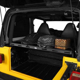 u-Box Wrangler Interior Cargo Carrier Basket Trunk Luggage Management Storage Compatible with Jeep Wrangler TJ 1997-2006 Texture Black w/Elastic Rope Net