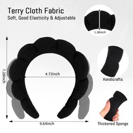 Araluky Women Spa Headband for Washing Face Makeup Headband Puffy Sponge Headbands Skincare Headbands for Women Girls Terry Cloth Headband for Skincare Makeup Removal Shower