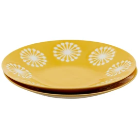 Mino Pottery Moco 145 Plate, Yellow, Set of 2 (φ14.7 x H2.5 cm)