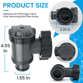 Hnemix Plunger Valve for Above Ground Pools,1.55 in Connection,1800 GPH Flow Rate,Universal Fit,Easy to Install,Replacement for Pool Pump,On/Off Shut Off Valve,Pool Shut Off Valve