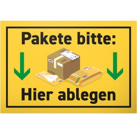 DankeDir! Pakete bitte hier abgen - Sign 30 x 20 cm - Note Parcel Messengers Postman Delivery Driver - Sign Parcel Shipments Dispatch - Parking Permit Shipments Deliveries