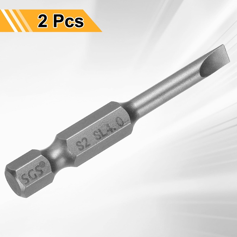 sourcing map 2pcs SL4 Slotted Screwdriver Bits 4mm Slotted Tip