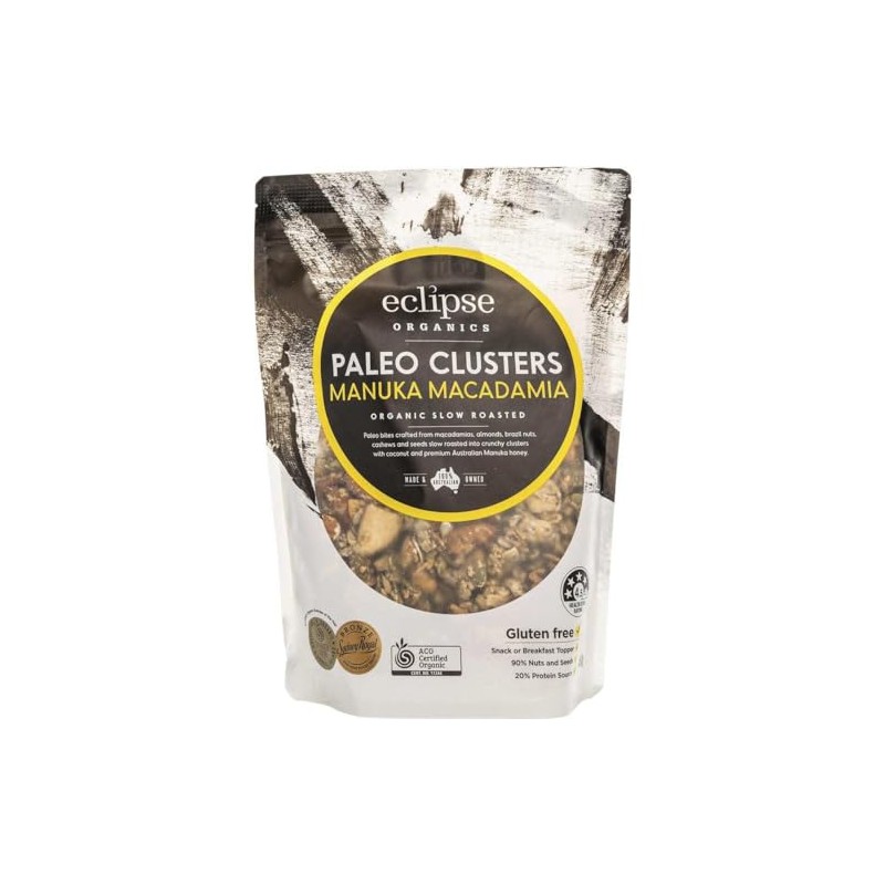 Eclipse Organics Paleo Clusters Manuka Macadamia 450g - Granola, No