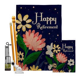 Ornament Collection Happy Burlap Garden House Flag-Kit Celebration Retired Veteran Congratulations Occasion Anniversary Party Decoration Banner Small Yard Gift Double-Sided, Made in USA