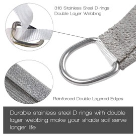 Artpuch 18'x18'x18' Customize Sun Shade Sail Light Grey UV Block 185 GSM Commercial Triangle Outdoor Covering for Backyard, Pergola,(Customized Available) AT-20T