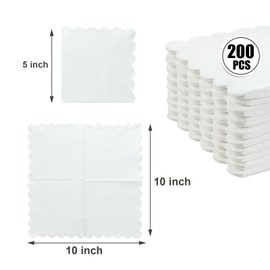 200 Pcs 3-ply Cocktail Napkins, 5 x 5 Inch Scalloped Napkins Disposable Paper Napkins Beverage Napkins Dessert Napkins for Bridal Anniversary Baby Shower Birthday Wedding Party Supplies
