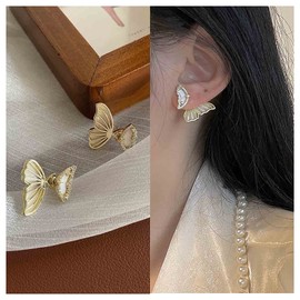 Inilbran Boho Butterfly Ear Jacket Earrings Gold Butterfly Stud Earrings Vintage Butterfly Wrap Earrings Minimalist Front Back Butterfly Earrings Jewellery for Women and Girls
