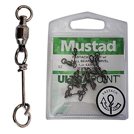 Mustad Fastach Clip with Ball Bearing Swivel Quick Release Swivel Size (Tackle) 3.4