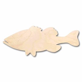 Unfinished Wood Bass Fish Silhouette Craft up to 46" DIY 36" / 1/4"