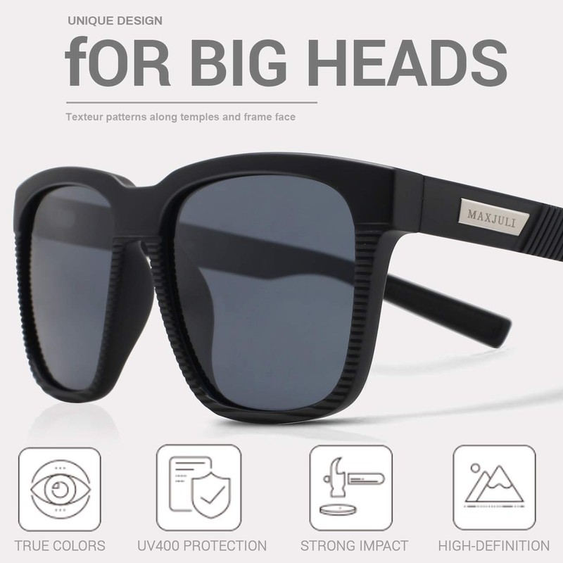 MAXJULI Gafas de Sol Polarizadas para Big Heads Hombre Mujer