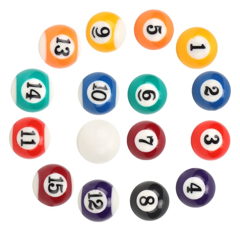 25MM Billiard Balls Set, 16PCS Resin Small PoolBalls with Numbered