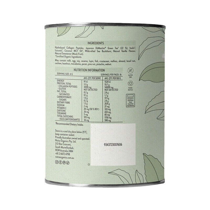 Nutra Organics Collagen Matcha Latte, 100g