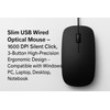 Slim USB Wired Optical Mouse – 1600 DPI Silent Click,