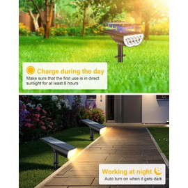 BAXIA TECHNOLOGY Solar Spotlights Outdoor Waterproof, 3 Lighting Modes Spot Lights Outdoor Solar Lights for Yard Pathway Driveway Landscape, Warm White, 4 Pack
