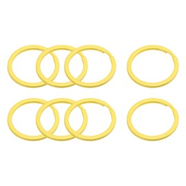 METALLIXITY Split Keychain Rings (30mm/1.2inch) 8 Pcs, Round Flat Key Holder for Keys - for Keys Organization, Decoration, Yellow