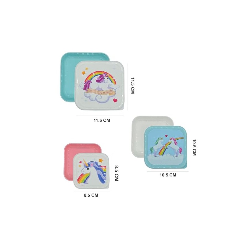 ARKRAFT Set of 3 Unicorn and Rainbow Prints Lunch Boxes