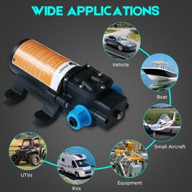 12V Fuel Transfer Pump, Moves Up to 85 Gallons Of Gas or Diesel Per Hour, with 11.5' Power Cable, Great for Vehicles, Boats, Equipment, Gasoline, Diesel, Etc.