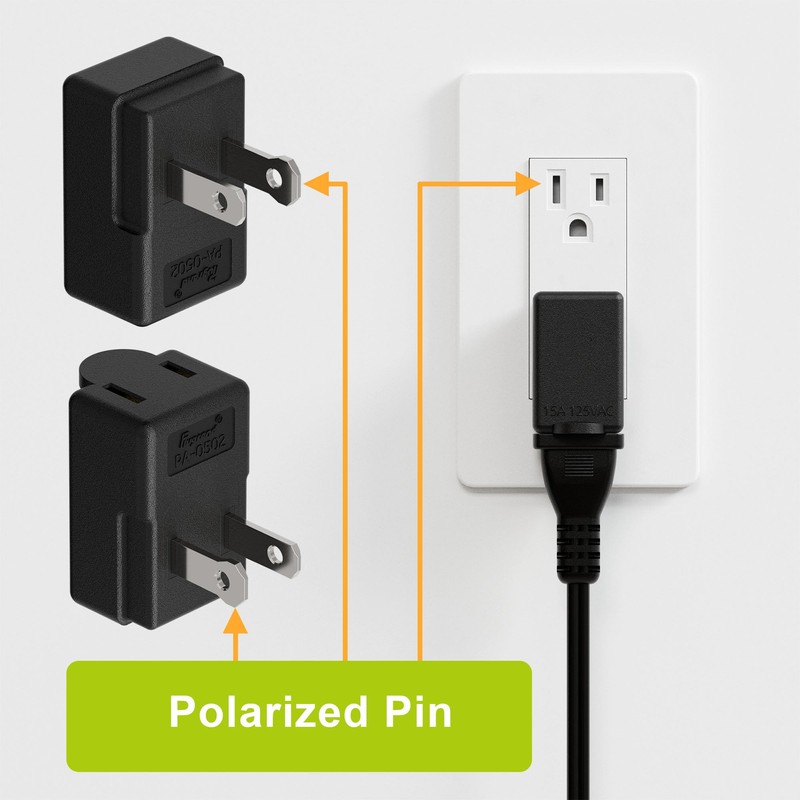 Right Angle Adapter, Plugrand 2-Prong 90 Degree Downward Angled AC