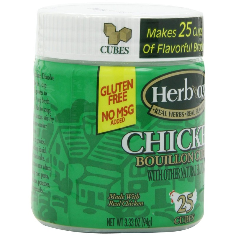 Herbox Bouillon Cubes Chicken 25 cubes, 3.33-Ounce (Pack of 6)