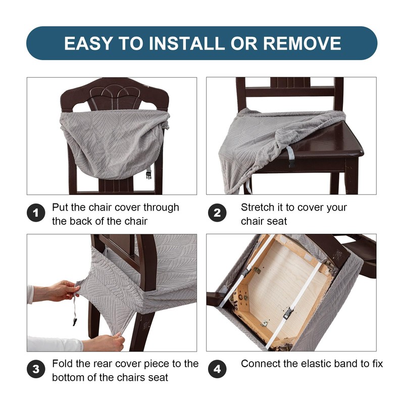 YUEANG Waterproof Stretch Seat Covers,Dining Room Chair for 4 Set
