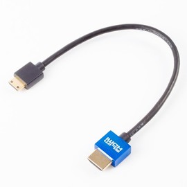 SlimHDMI 0.25m (25cm) Male Mini (Type C) to Male (Type A) Cable, The World's Slimmest HDMI Lead? (Gold Plated, 1080p, 3D, High Speed, ARC)