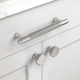 Coinkoly 10 Pack 1-1/5"(30mm) Brushed Satin Nickel Knurled Cabinet Knobs for Dresser Kitchen Knobs for Cabinets Single Hole Cabinet Pulls Hardware