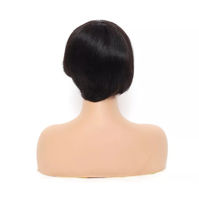 BM Peluca De Cabello Humano Corto De Color Negro Pixie