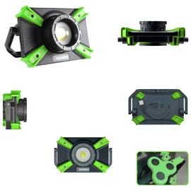 EZ RED XLF1000-GR 1, 000 lm Micro-USB Rechargeable Work Light, Black, Green