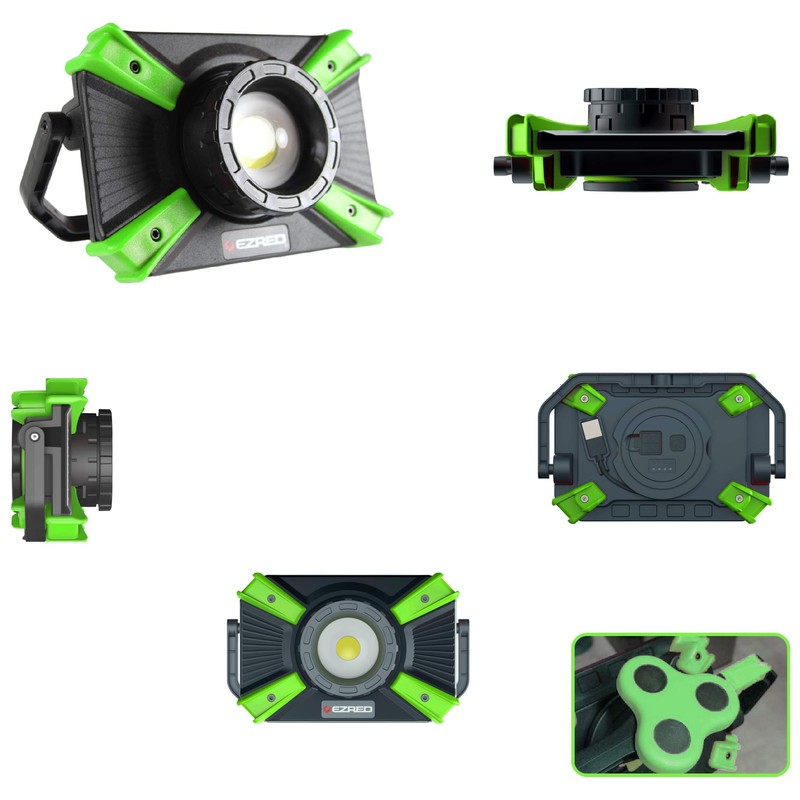 EZ RED XLF1000-GR 1, 000 lm Micro-USB Rechargeable Work Light,
