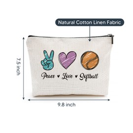 Softball Gifts, Softball Cosmetic Bag, Makeup Bag Inspirational Gifts for Women, Softball Lovers Players Fans Birthday Gifts, Friendship Gifts for Women, Softball Team Gifts