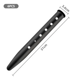GisWell Set of 6 Sand Pegs, 31 cm Set, Tent Pegs for Sand, Camping, Beach and Outdoor Activities, Robust and Lightweight, Black Pegs for Tent and Awning