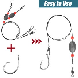 Weighted Grouper Rigs with Egg Sinkers Circle Hooks Saltwater Fishing Bottom Rigs Snapper Flounder Drum Rigs