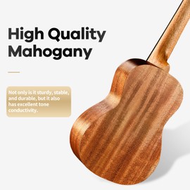 TERENCE Soprano Ukulele 23 Inch Mahogany Ukelele for Professional Beginner Adult Ukulele Kit with Tuner, Capo, Gig Bag, Strap, Picks, Nylon String & Cloth Portable Ukulele Gift Teaching for Beginners