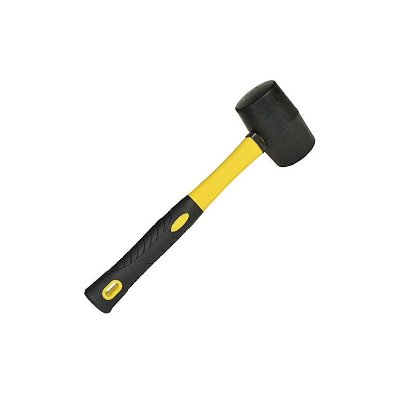 16oz Black Rubber Mallet Non Marking Hammer with Fibreglass Handle