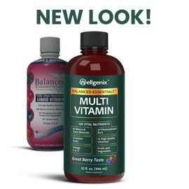 Wellgenix Balanced Essentials Plus New Formula - Complete Multivitamin Supplement - 1oz Daily - Immune Boosting & Overall Health - Adults, Kids, Toddlers - Berry Flavor 32oz (3) (Packaging May Vary)