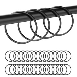30Pcs Shower Curtain Hooks,Metal Round Shower Curtain Hooks Roman Rings Rustproof Decorative Shower Curtain Rings (Metal, Black)