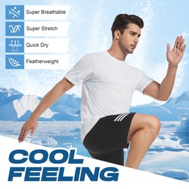 WARHORSEE Mesh Workout T Shirts for Men Breathable Quick Dry Athletic Moisture Wicking Short Sleeve Crew Neck Tees Men,WhiteBlue2,XXL