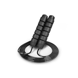 ProsourceFit Speed Jump Rope up to 8 Foot Adjustable Length for Men and Women, Foam Handles, Ultra Light Rope for Boxing, Jumping Exercises and Cardio Workout, Black.