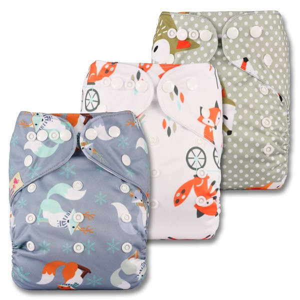 Littles & Bloomz, Reusable Pocket Cloth Nappy, Fastener: Popper, Set