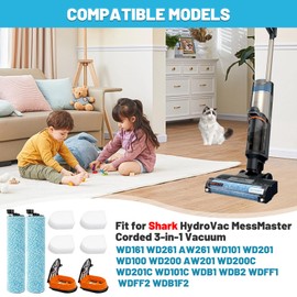 WD161 Brush Roller and Filter for Shark HydroVac Vacuum Cleaner compatible with Shark WD161 WD261 AW261 and WD101 WD201 WD100 WD200 AW201 WD200C WD201C WD101C WDB1, WDB2, WDFF1, WDFF2, WDB1F2 Vacuums