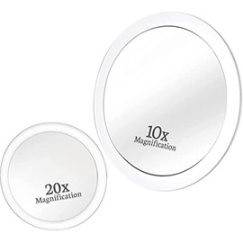 Mirrorvana Espejo de Aumento 10X y 20X con Ventosa para baño - Espejo Redondo de Maquillaje sin luz y portátil de Viaje