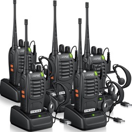 eSynic 5-Pack Rainproof Walkie Talkies Adults & Kids-3 Miles Long Range 16CH Compact Walky Talky-Hand Free VOX-1500mAh Rechargeable Battery-5 Headsets&Flashlight-Easy to Use for Indoor/Camping/Hiking