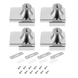 Display Cabinet Locks, 4 Pieces Showcase Lock for Glass Doors 5-8 mm, Glass Cabinet Door Lock for Households and Shops Silver