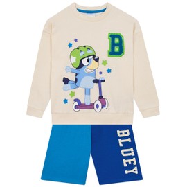 Bluey Sweatshirt And Shorts Set | Boys Sweatshirt And Boys Shorts | Two Piece Sets For Spring | Cream 4-5 Years