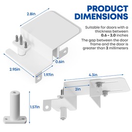 RIAUOR Adjustable Child Proof Door Locks For Top Of Door, Heavy-Duty Metal Childproof Door Locks Top Of Door, Kid Door Locks Top Of Door For Interior/Exterior/French Doors (White, 2 Pcs)